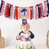 1st Birthday Decoration High Chair One Banner, Handmade Baseball First Birthday Party Supplies Burlap Highchair Banner and One Cake Topper One Hat,1st Birthday Banner For Baby Shower