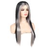 Baruisi Long Black Grey Wig Silky Straight Synthetic Heat Resistant Side Bangs Halloween Costume Hair Wigs for Women