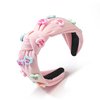 Valentine's Day Heart Candy Embellished Pink Headband Conversation HUG ME Heart Charm Knotted Headband Non Slip Wide Top Knot Fashion Hairband Hair Accessories Party Gift for Women (HUG ME-pink)