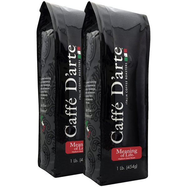 Caffe D'arte Meaning of Life Whole Bean Coffee, 1 Pound, Pack of 2