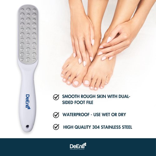 DeEnti Metal Foot File, Professional Grade Stainless Steel Foot File, Salon Quality Callus Remover, Lightweight Foot Scrubber, Home Manicure and Pedicure Tools