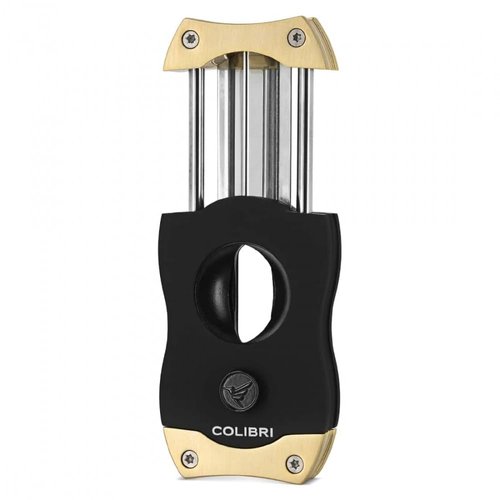 Colibri Premium V-Cut Cigar Cutter - Ergonomic Stainless Steel Spring-Loaded Blade, Ideal for up to 60+ Ring Gauge - Gift for Cigar Enthusiasts (Brushed Gold)