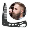 YUERWOVER Mustache Folding Comb for Men Stainless Steel Metal Pocket Beard Comb Moustache Brush Straightener Women Small Travel Comb for Grooming Styling Hair Beard (Black)