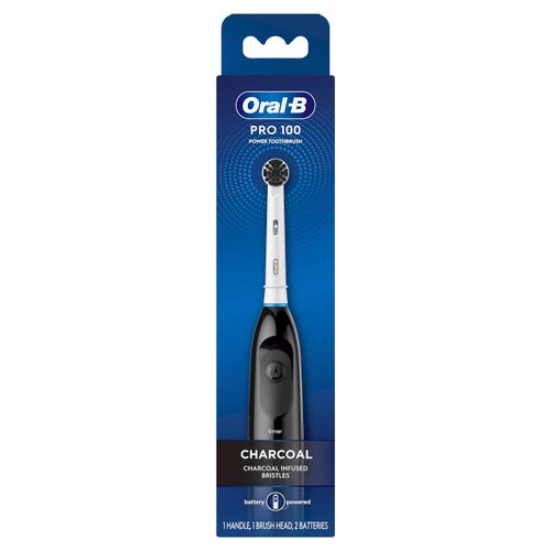 Oral B Pro 100 Charcoal, Battery Powered Electric Toothbrush, Black