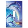 Art Plates - Single Gang Toggle Decorative Metal Wall Plate - Dolphins in the Wave - (Made in USA)