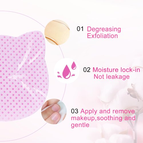 MEKK Lint Free Nail Wipes,400PCS Cat Shape Nail Polish Remover Wipes,Super Absorbent Soft Non-Woven Fabric Lash Glue Wipes,Cleaning Pad Cloth for Lash Extension & Nail Polish Bottle(PINK)