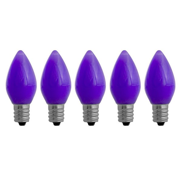 EZLS C7 Purple Opaque LED Bulbs - 5 pack Smooth Lens Purple Opaque C7 Replacement Bulbs