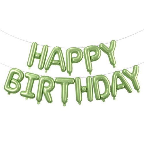 Macaron Green Happy Birthday Balloons Banner,16 Inch Mylar Foil Letters Set,Inflatable Reusable Party Decor,for Women,Men,Kids Boys & Girls Birthday Decorations Party Supplies