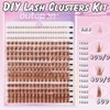 Eyelash Clusters Extension Kit, 40D+60D Mix 12-18mm Individual Lashes with Bottom Lashes With Tweezer Lash Glue, Manga Wispy Cluster Lashes DIY at Home (Brown-SET2)