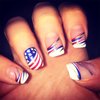 Fourth of July Press on Nails with Independence Day Design, Glossy Silver Glitter False Nails Gel Glue on Nail 4th of July Manicure Art Acrylic Short Square Fake Nails Stick on Nails for Women 24Pcs