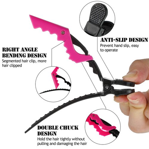 2 Pieces Parting Comb and 6 Pieces Hair Clip, Women Rat Tail Comb Cutting Comb with Wide and Fine Teeth Salon Hairdressing Hair Care Tools