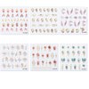 Dornail 6 Sheets 5D Crystal Soft Glue Embossed Nail Stickers,Flame Heart Nail Art Stickers Pink Feather Stereoscopic Nail Decals Diamond Flower Sun Gold Metal Line DIY Nail Design Nail Art Decoration