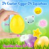 24Packs Prefilled Easter Eggs with Mochi Squishy, Kawaii Stress Reliever Squishies Toys for Kids Animal Squihsy Party Favors, Easter Basket Stuffers Easter Egg Fillers, Easter Eggs Hunt