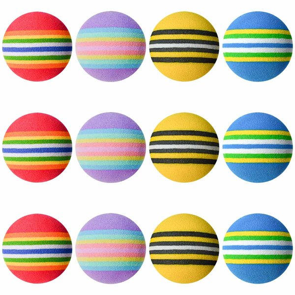 12 Pack Foam Cat Toy Balls Cat Foam Soccer Ball Pet Foam Ball Soft Cats Toys Sponge Balls Colorful Quiet Eva Interactive Toy Ball for Kitten Dog Puppy Indoor Activity Play Chase Training Chewing