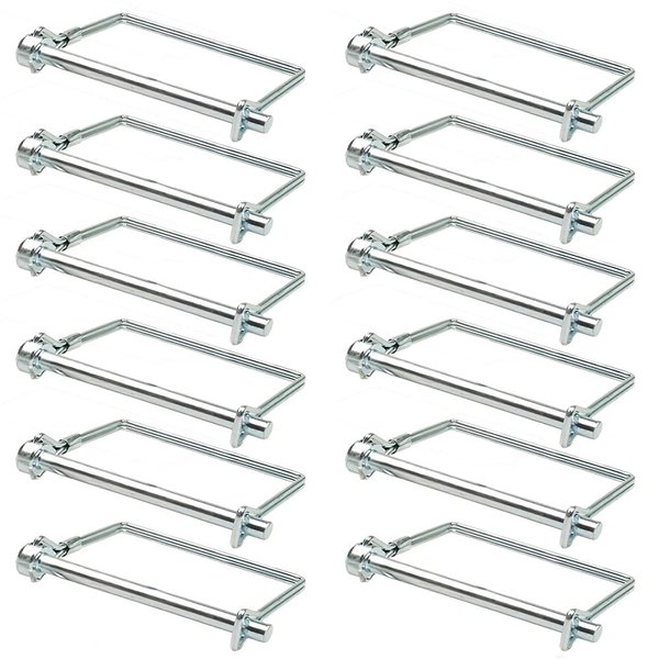 Comonc 15 PCS 1/4*4-1/2 Inch Trailer Pin Shaft Locking Pin Safety Coupler Pin 1/4 Hitch pin Wire Lock Pin 1/4" x 4-1/2" for PTO,Farm,Lawn,Hitches,and Garden