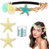 4 Pieces Mermaid Hair Accessories Starfish Hairband Starfish Hair Clips Makeup Glitter for Women Girls Mermaid Costume for Halloween Cosplay Party Favors