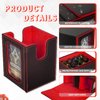 Jeixynik MTG Deck Box, 3-in-1 Magic Gathering Commander Deck Storage, Magnetic Leather Card Storage Box with 2 Commander Display & 4 Dividers & Dice Tray Fit TCG CCG Cards, Black-Red