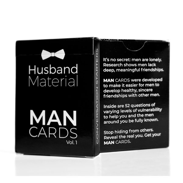 Man Cards Vol. 1 - Card Deck - Husband Material - Conversation Starters - 52 Questions and Tips to Develop Friendships - Card Game - Get to Know Each Other