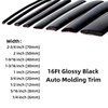 16Ft Glossy Black Automotive Car Exterior and Interior Molding Trim Universal Bumper Window Door Body Side Decorative Strip Scratch-Proof (1 inch (25mm))