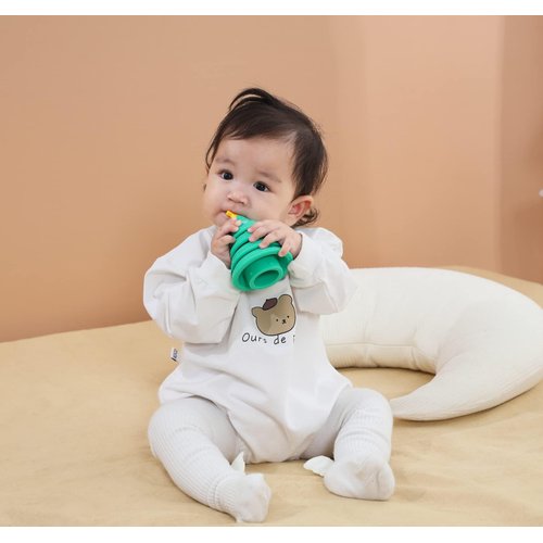 COZYPANDA Teething Toys for Babies 0-36 Months, Baby Teething Toy, Soft Educational Stacking Toys with Christmas Tree Toys for Infant & Toddler Gift, Baby Teether Includes 4 Silicone Stacking Rings