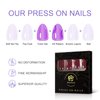 iBeautying Press on Nails - Press On Nails - Burgundy Claret Red Pure Color False Nails | UV Gel Finish Short Square Solid Reusable Fake Nails in 10 Sizes - 24 Nail Kit with Jelly Glue Pad
