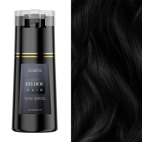 Bupposes Natural Black Hair Color Shampoo for Dark Hair, Hair Dye Shampoo Instant 3 in 1, Hair Dye Shampoo, Hair Instant Dye Shampoo for Men & Women (200cml/black)