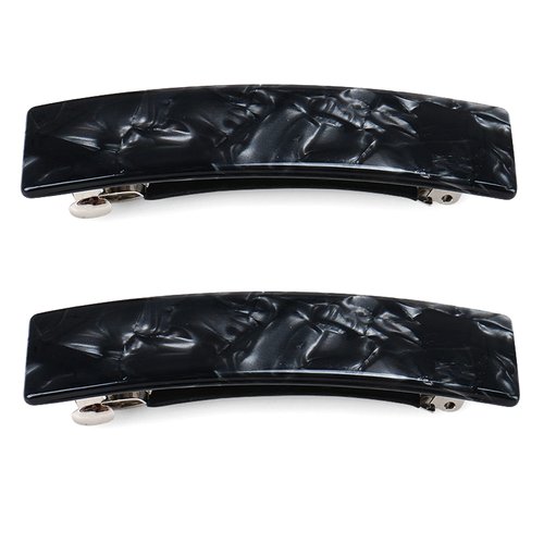 Sparkly Black Cellulose Acetate Tortoise Hair Barrettes Ponytail French Clips Plastic Hair Clips Pony Tail Holder Clasp Slide Clips for Thick or Fine Hair Chignon