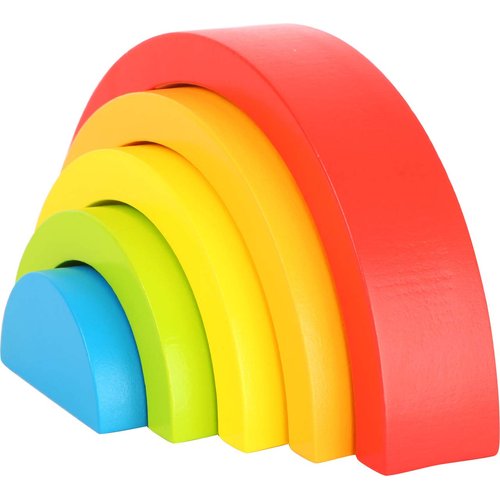 Small Foot Wooden Rainbow Building Blocks (Small)-Babies Learn Hand-Eye Coordination,Patterns&Colors While Developing Fine Motor Skills-Classic Educational Game for Toddlers-Age 12+ Months