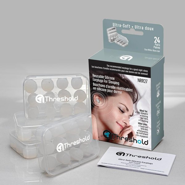 Soft Silicone earplugs for Sleeping, Swimming, Travel, Working, Studying, snoring, moldable, Reusable, Waterproof, Noise Reduction, 24 Pairs Value Pack, White