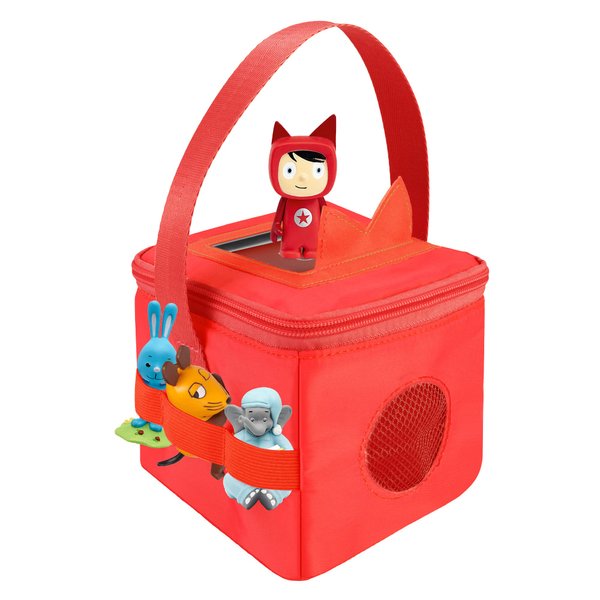 Transport Bag for Toniebox and Tonies Figures, with Cover for Tonies Ears, Carrying Case for Tonies Characters, Organizer for Tonies Box and Accessories, Red