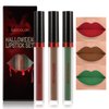 BADCOLOR 3 Colors Matte Liquid Lipstick Set, Green Brown Burgandy Dark Red Halloween Lip Makeup, Highly Pigmented Long Lasting Lip Stain, Smudge Proof Waterproof Velvet Nonstick Cup Lip Gloss Set