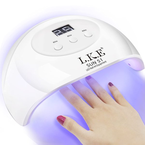 LKE UV LED Nail Lamp, Nail Dryer 72W Gel Nail Polish Curing Lamp UV Nail Lamp LED Nail Lamp for Gel Nail Polish Kit Nail Light Nail Art Accessories White (White)