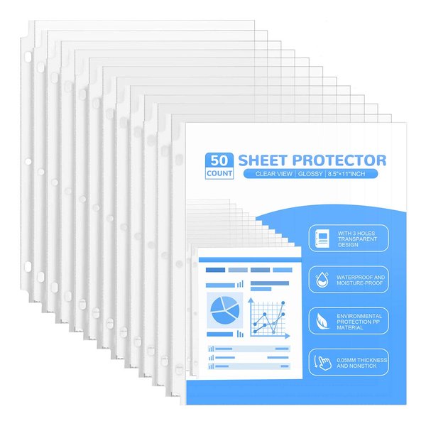 Teskyer Sheet Protectors 8.5 x 11 Inches, Clear Page Protectors for 3 Ring Binder, Letter Size Plastic Sleeves for Binders