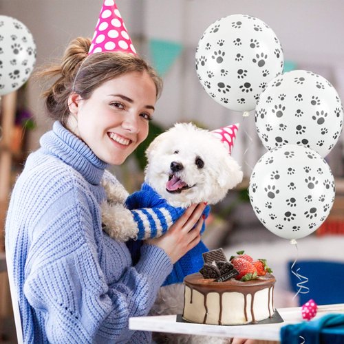 Koogel 100 Pcs Paw Print Balloons, 12 Inches Paw Balloons Dog Print Balloons for Weddings, Birthdays, Party Decorations