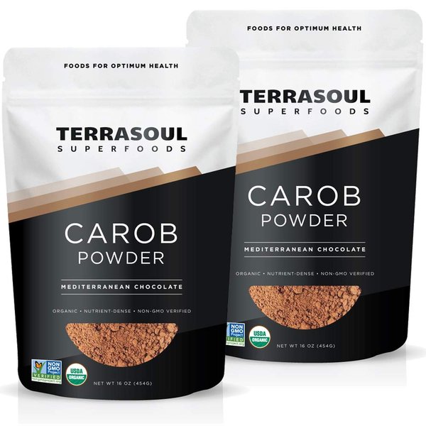 Terrasoul Superfoods Organic Carob Powder, 2 Lbs (2 Pack) - Cocoa Powder Alternative | High in Fiber
