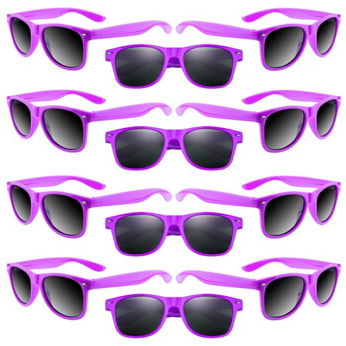 ASTARON 12 Pack Party Sunglasses Bulk Neon Party Favors for Beach Wedding Party Pool Party Supplies, Purple