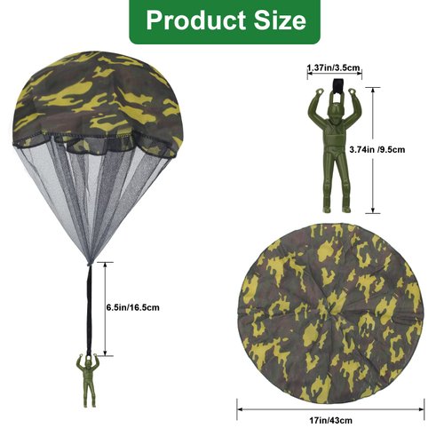 Catcan 15 Pcs Parachute Toy, Camo Parachute Men Toy Tangle Free Throwing Hand Throw Outdoor Flying Gifts Paratrooper Toy No Battery nor Assembly Required (Dark Green)
