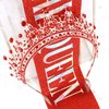 SuPoo Birthday Crown & Sash Glitter Birthday Sash Red Birthday Queen Crown with Comb Birthday Tiara for Women Crystal Headband Princess Decorations Gift Party Favor Happy Birthday Decorations