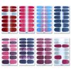 WOKOTO 20 Sheets Full Wraps Nail Art Polish Stickers Strips Set with 1Pc Nail File Gradient Adhesive Nail Decals Design Manicure Tips