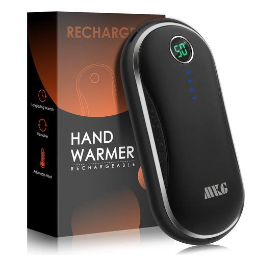 Hand Warmer Rechargeable, MKG 10000mAh Electric Hand Warmer, 15 Hrs Long Lasting and 2s Quick Heat with Digital Display, Pocket USB Hand Heater for Outdoor, Winter Gift Idea for Women Men