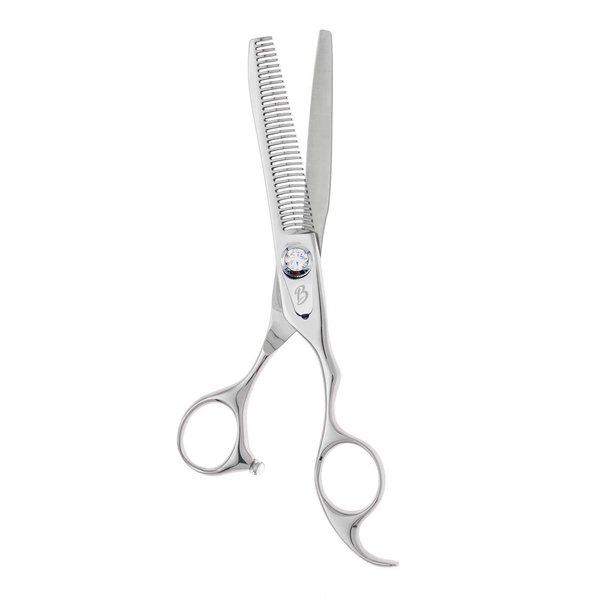 Bucchelli Premium Tooth Chunker Hair Cutting Shears with Tension Knob | Professional Barber Hair Cutting Shears | V-10 Japanese Stainless Steel | Ergonomic Handle & Sharp Blade | 7" Inch 24 Tooth