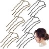 6 Pieces Hair Fork Clip Stick 87 mm Side Hair Comb 4 Prong Hair Updo Bun Hairpin Sticks Alloy Hair Clips Grips for Women Hair Styling Tool Accessories (Black, Bronze Color)
