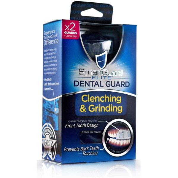 Dental Guard SMARTGUARD ELITE (2 Guards 1 Travel case) Front tooth Custom Anti Teeth Grinding Night Guard for Clenching - Dentist Designed - Bruxing Splint Mouth Protector For Relief of Symptoms