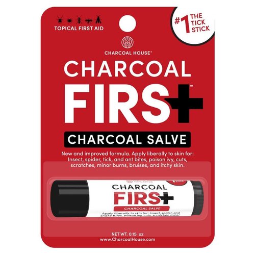 Charcoal First Activated Charcoal Salve Stick by Charcoal House - 100% Natural, Non-GMO Activated Carbon: Soothes Cuts,Bruises, Minor Burns, Bites & Itches - 0.15oz