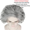 MISS U HAIR Old Lady Wig and Accessories Grandma Granny Costume Wig Short Curly Grey Cosplay Wig Halloween Party Wig