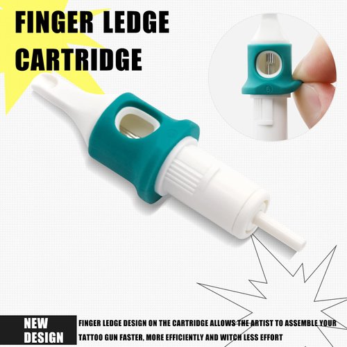 MO MOLONG Tattoo Cartridge Needles 20Pcs Professional MO Cartridges Membrane Tattoo Cartridges with Finger Ledge Curved Magnum 9 Diameter 0.35mm (1209RM)