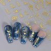 8 Sheets Gold Nail Sticker 3D Self-Adhesive Nail Decals Art Unique Moon Sun Stars White Cloud Snake Design Nail Art Sticker Decoration for Women Manicure Tips Acrylic Nails DIY Nails Art Supplies