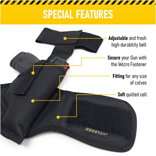 Ankle Concealed Carry Gun Holster - by Houston Gun Holsters - Fits: Glock 26/27 / 33, S&W M&P Shield, Springfield XDS, Most Compacts 9/40 mm - Concealed and Comfortable to use (68E) (Right)