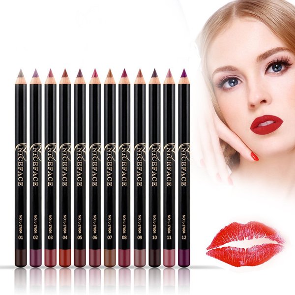 Semme Lip Liner, 12pcs/set Waterproof Long-lasting Lip Liner Pencil Lipliner Pen Makeup Cosmetic