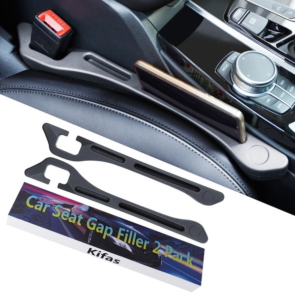 Car Seat Gap Filler 2 Pack, Universal Gap Filler for Car Seat. The Gap Between Seat and Console Seat Gap Filler, Car Gap Filler Prevent Items from Falling Between Seats and Console. (Black)